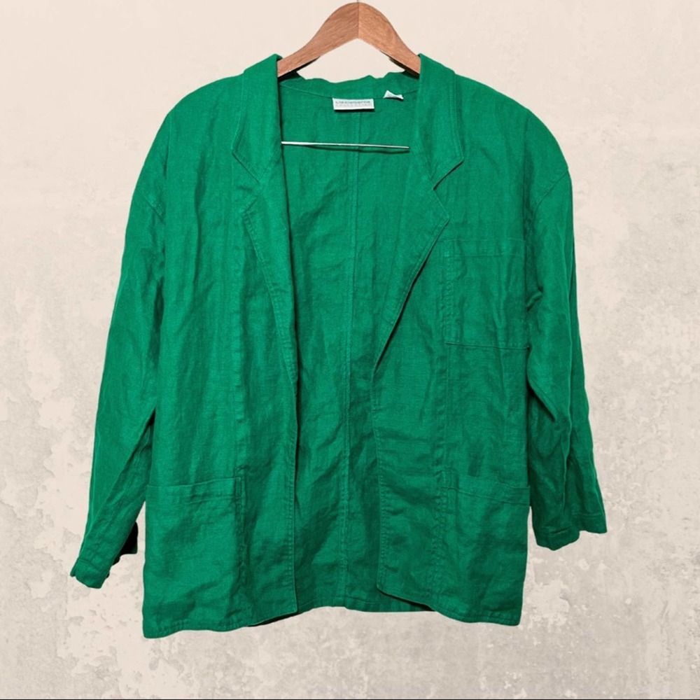 Liz Claiborne kelly green linen jacket size 8